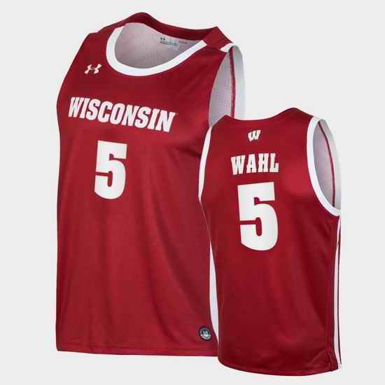 Men Wisconsin Badgers Tyler Wahl Replica Red College Basketball Jersey